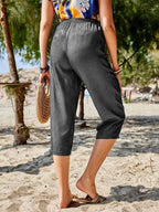 Pocketed Elastic Waist Capris (2)