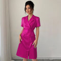 Summer Solid Color Elegant Short Sleeve Shirt Dress variant CJLY246010701AZ|CJLY246010702BY|CJLY246010703CX|CJLY246010704DW|CJLY246010705EV