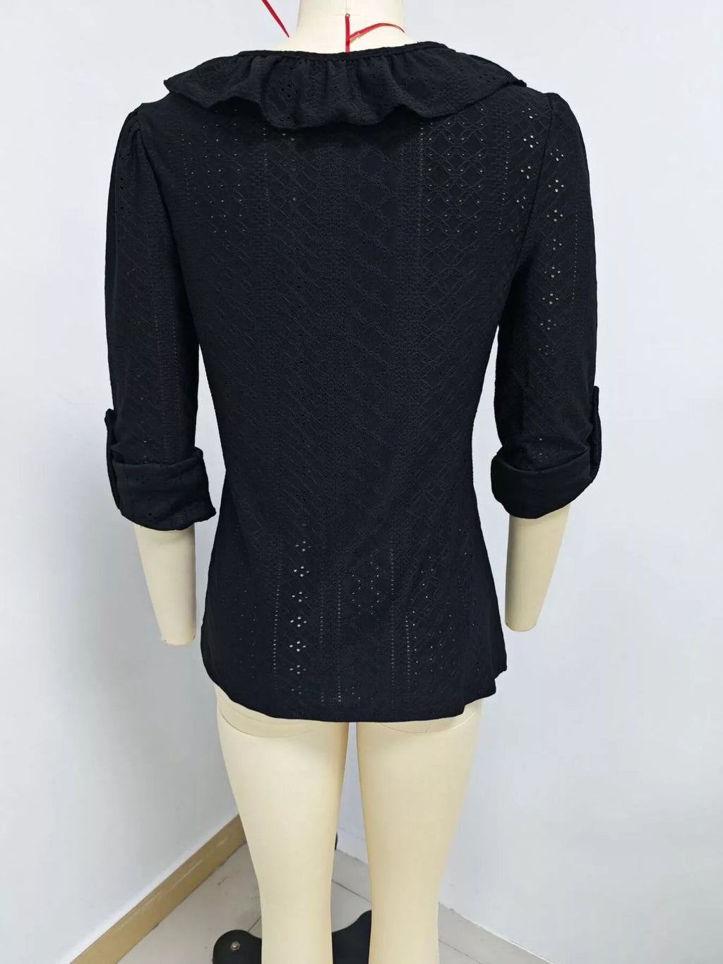Eyelet Ruffle V-neck Blouse (16)