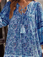 Floral Print Tassel Tie Neck Mini Dress (23)