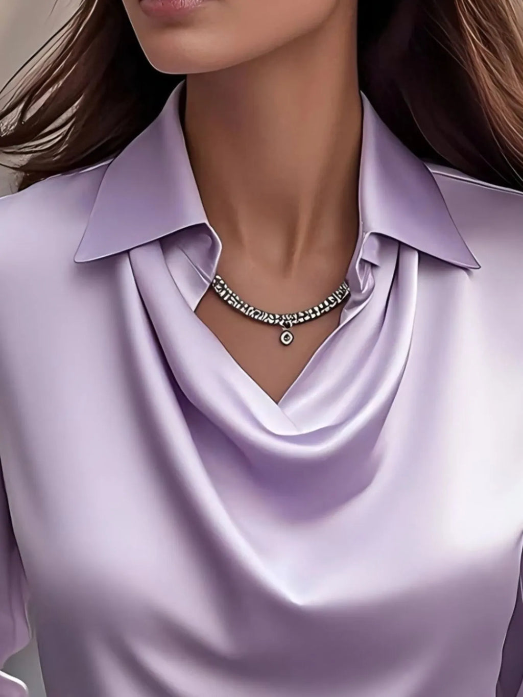 Satin Collar Long Sleeve Blouse (8)