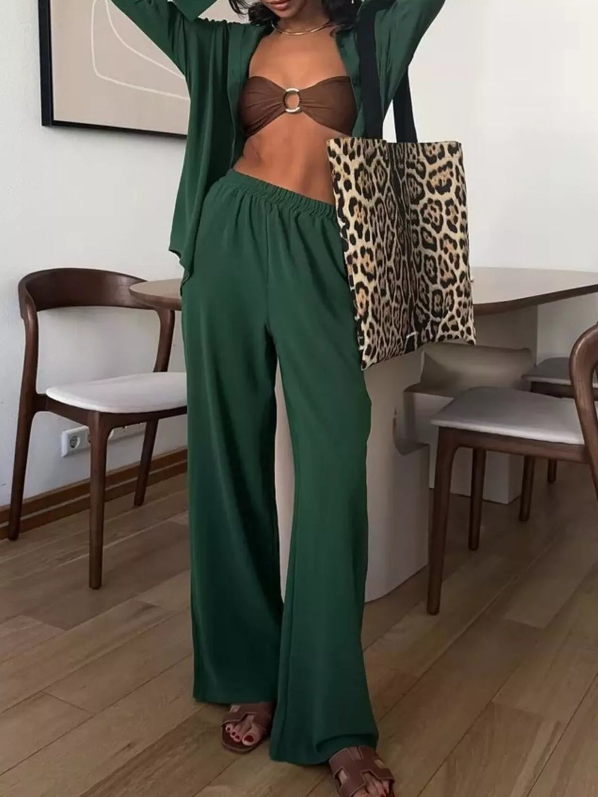 Button Down Shirt Pants Set (23)