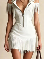 Fringed Cold Shoulder Mini Dress (9)