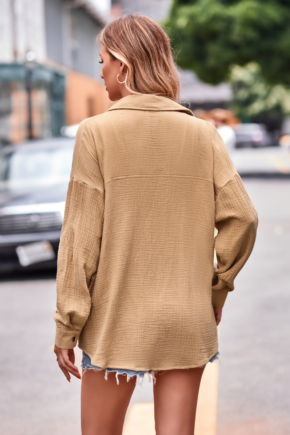 Textured Dropped Shoulder Longline Shirt (2)