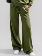 Button Detail Dropped Shoulder Top Pants Set (19)