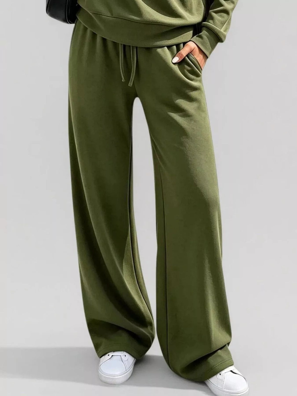 Button Detail Dropped Shoulder Top Pants Set (19)