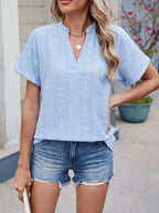Eyelet Notched Short Sleeve Top (4)