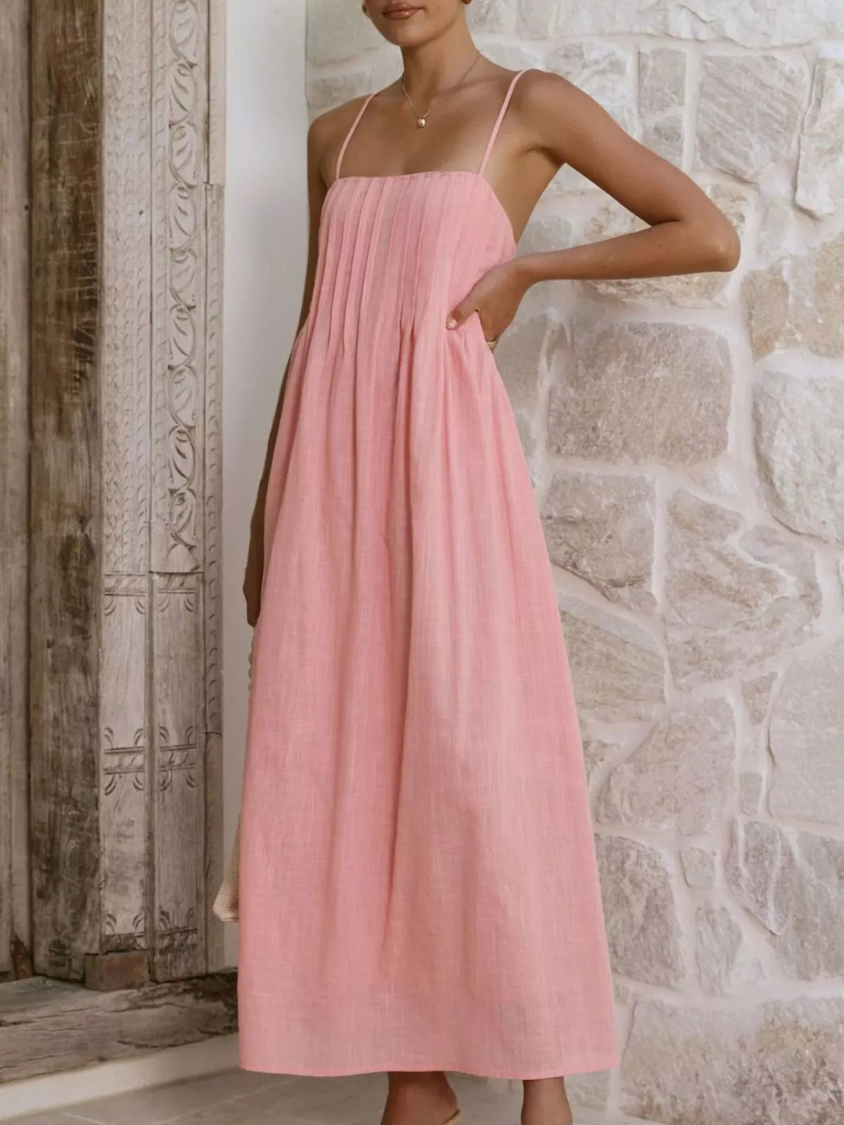 Pleated Bodice Midi Cami Dress (19)