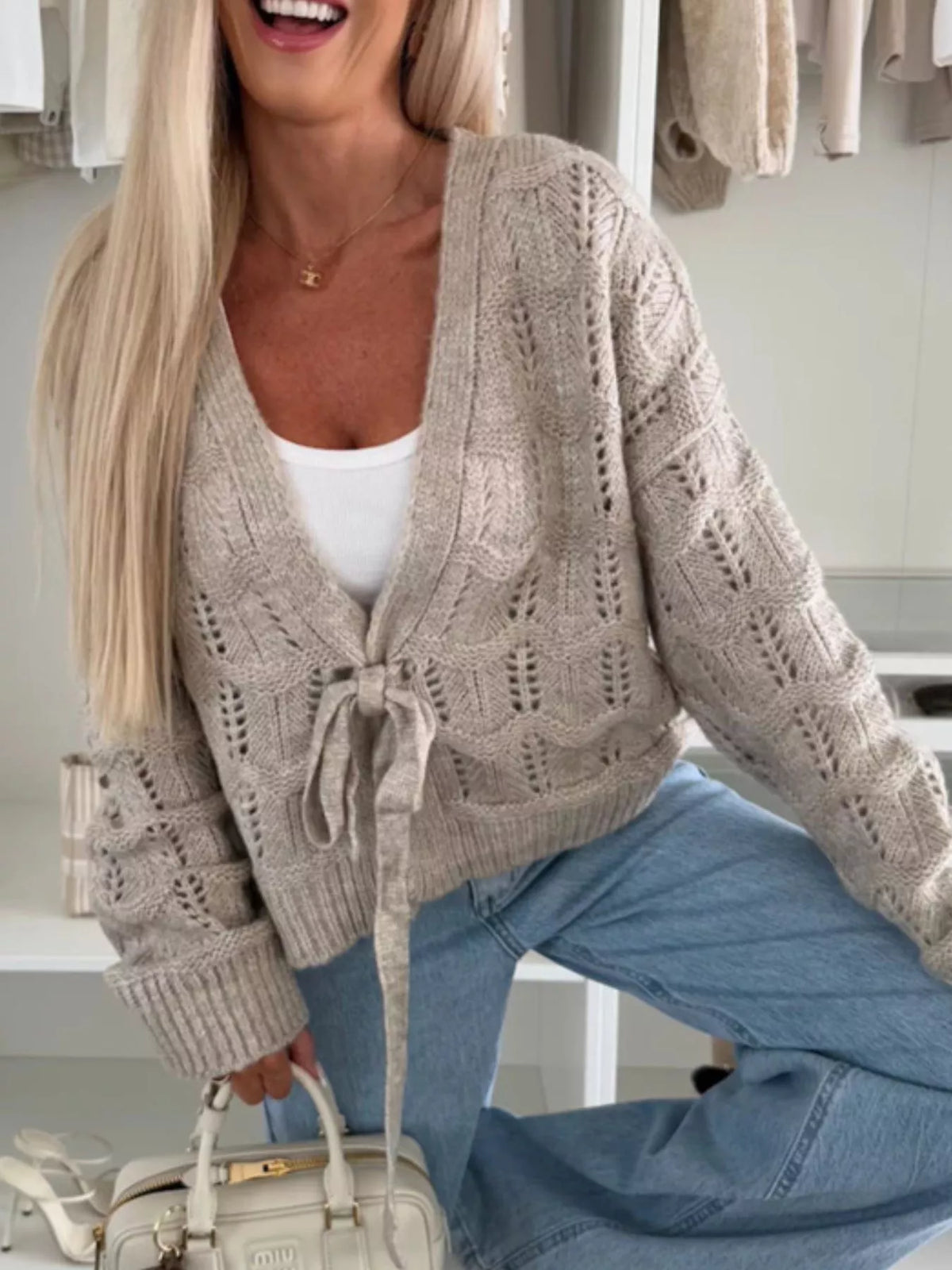 Tie-front Openwork Cardigan (8)