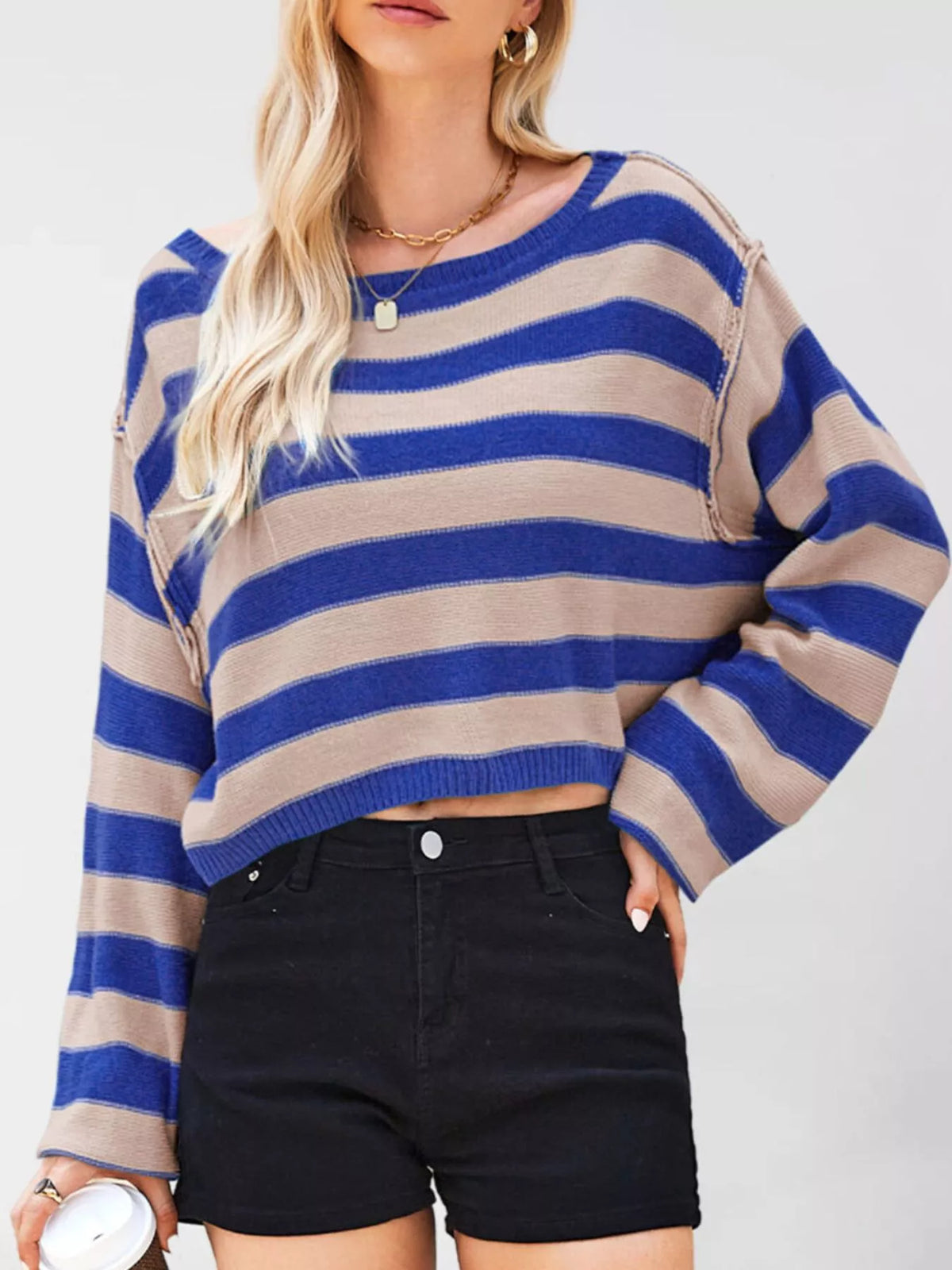 Striped Boat Neck Sweater (3)