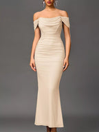 Off-shoulder Ruched Mermaid Maxi Dress (32)