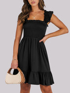 Smocked Ruffle Hem Mini Dress (7)
