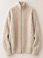 Full Size Cable-knit Zip-up Cardigan Plus (6)