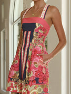 Printed Back Smocked Sleeveless Mini Dress (11)