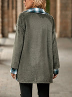 Plaid Contrast Dropped Shoulder Coat (13)