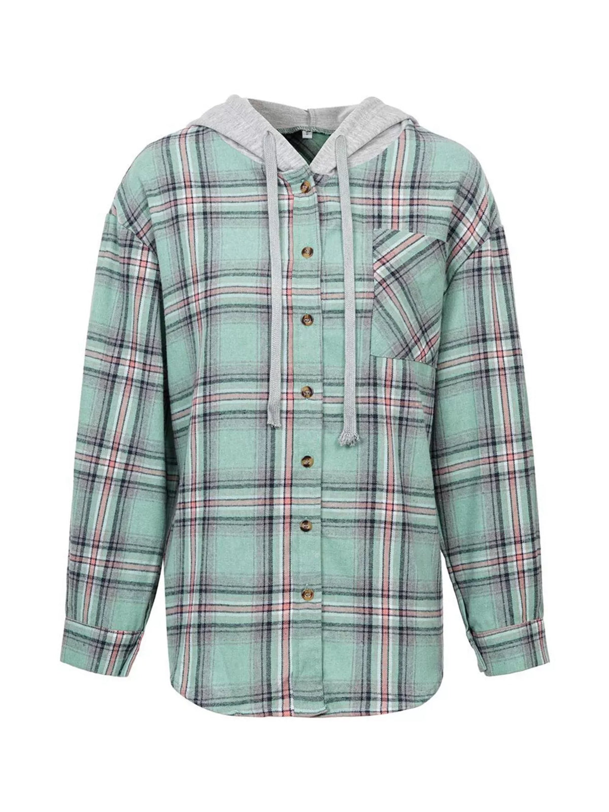 Hooded Plaid Button-up Shirt (13)