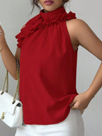 Ruffle High Neck Sleeveless Top (15)