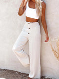 Full Size High-waisted Textured Wide Leg Pants Plus