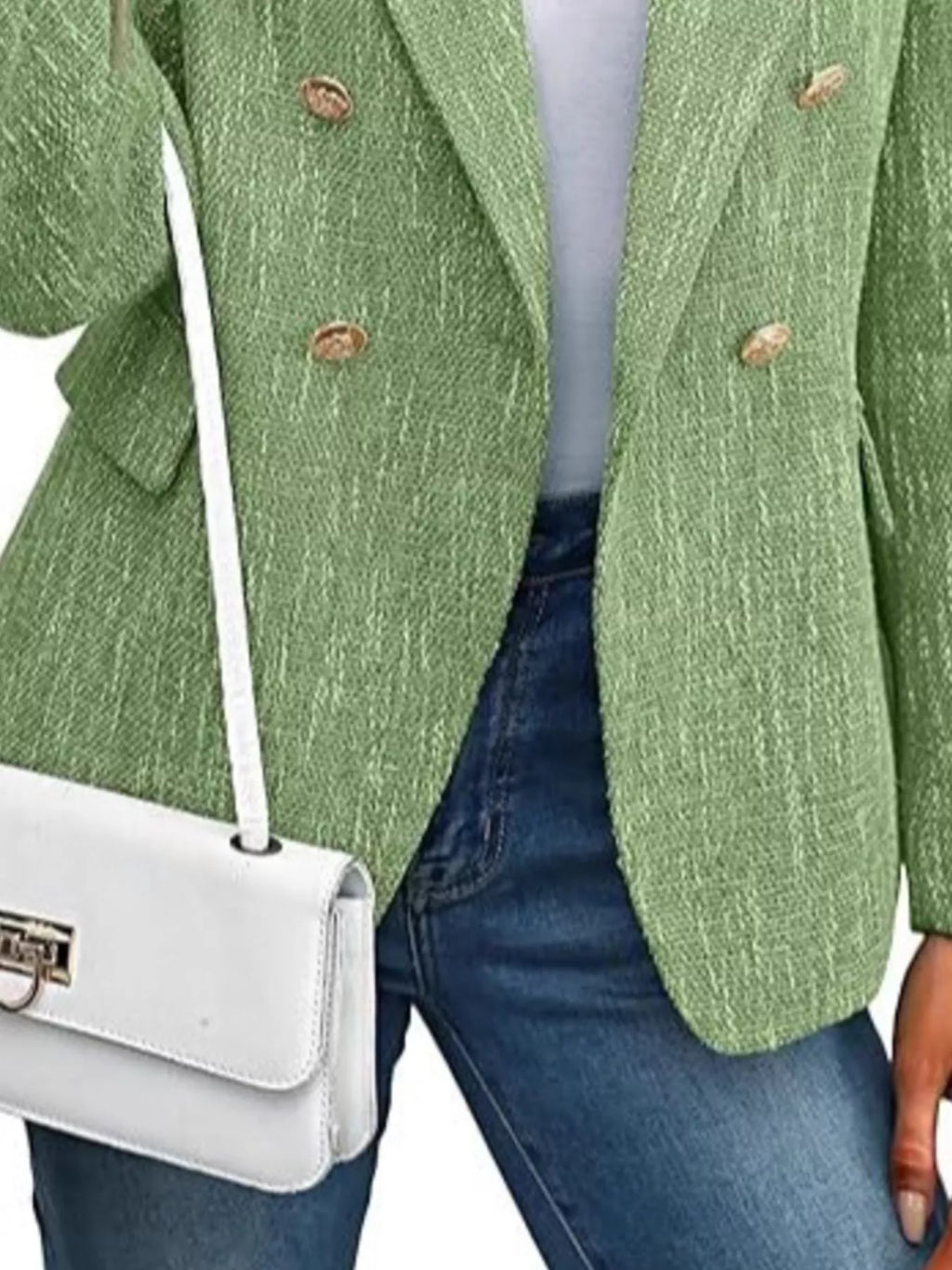 Double-breasted Lapel Collar Blazer (5)