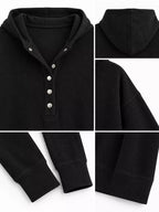 Full Size Snap Button Placket Dropped Shoulder Hoodie Plus (14)