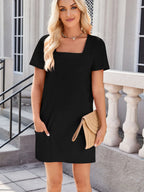 Square Neck Short Sleeve Mini Tee Dress (13)