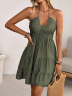Smocked Halter Neck Tiered Dress (7)