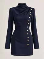Full Size Decorative Button Mock Neck Mini Dress Plus (16)