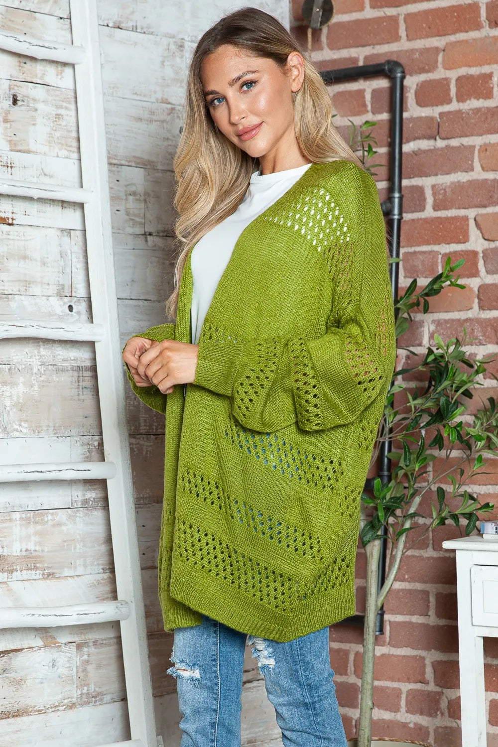 Openwork Open Front Long Sleeve Cardigan (7)