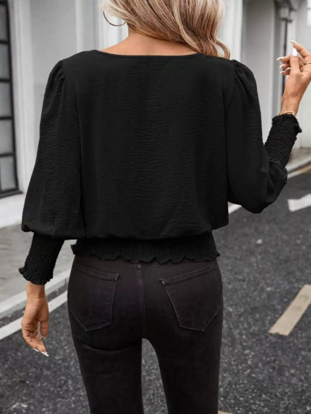 Puff Sleeve Smocked Blouse (16)