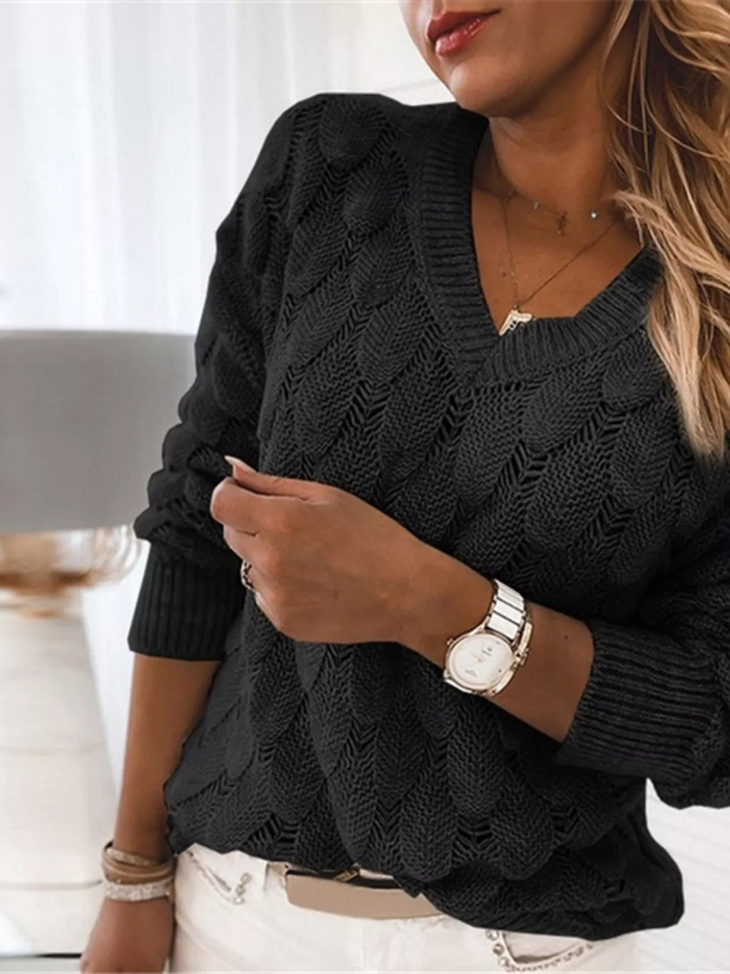 V-neck Knitted Sweater (14)