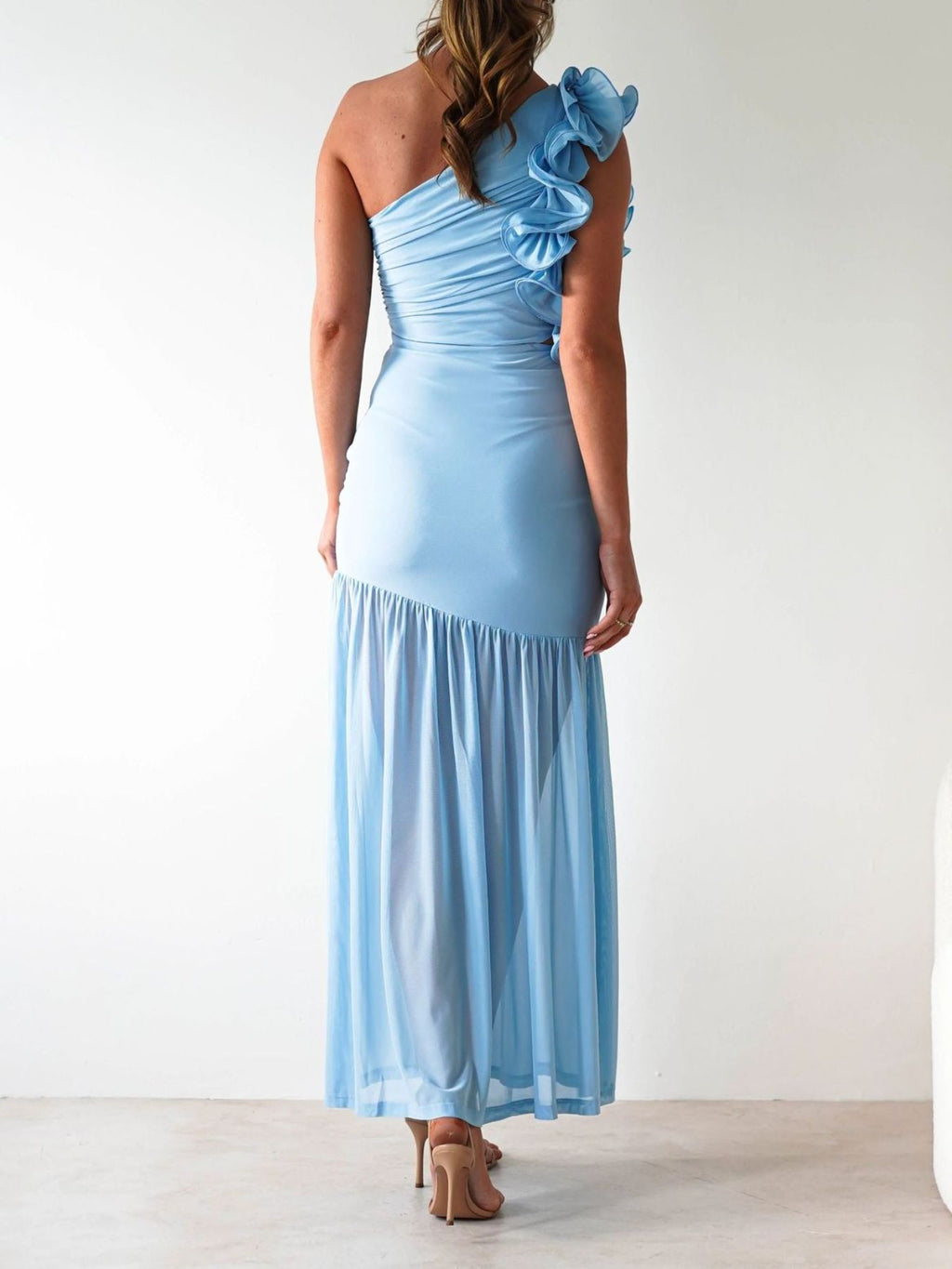 One-shoulder Ruffle Trim Maxi Dress (22)