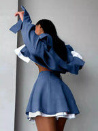 Button Up Cropped Jacket Mini Skirt Set (6)