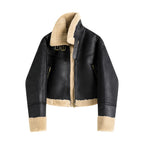 Stand Collar Fur Integrated Lamb Short Coat photo 5