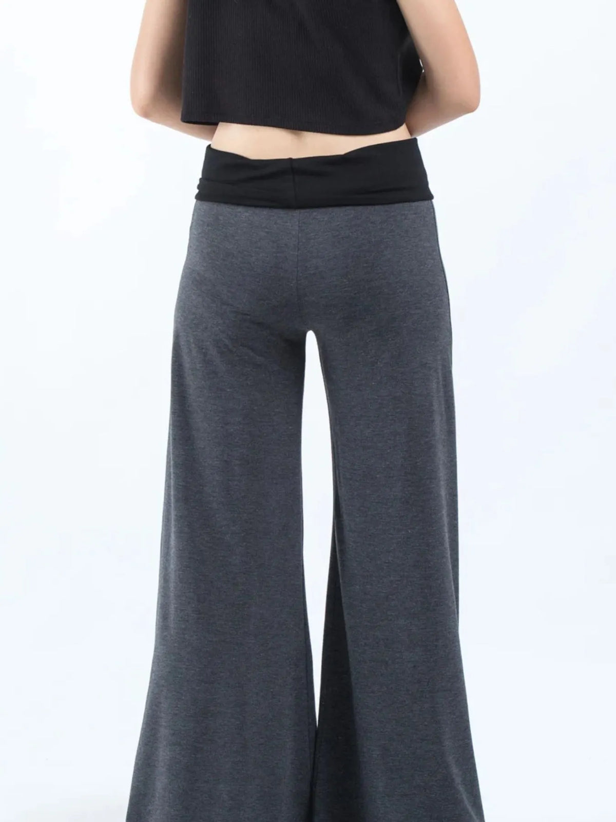 High Waisted Wide Leg Yoga Pants Contrast Waistband (5)
