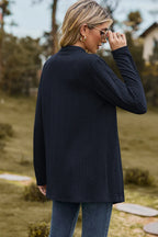 Textured Open Front Long Sleeve Cardigan (8)