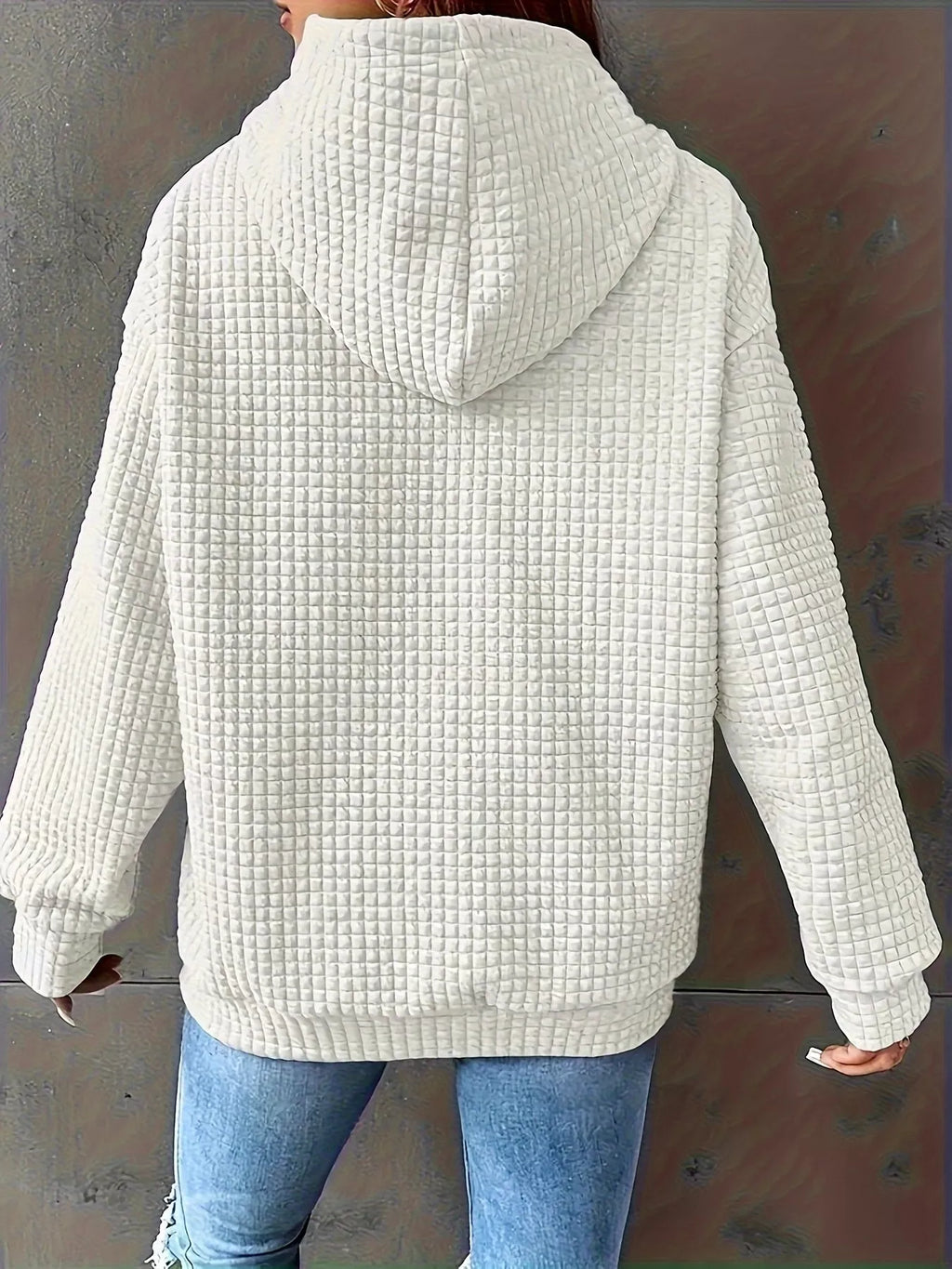 Textured Knit Drawstring Hoodie (13)