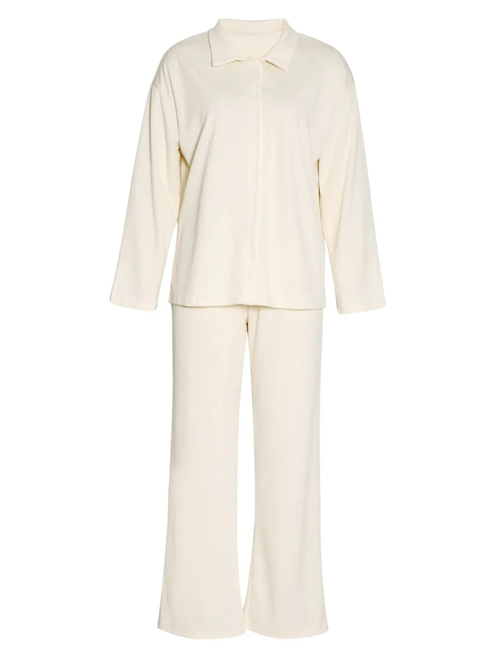 Collared Neck Long Sleeve Top Drawstring Pants Set (11)