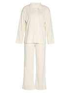 Collared Neck Long Sleeve Top Drawstring Pants Set (11)