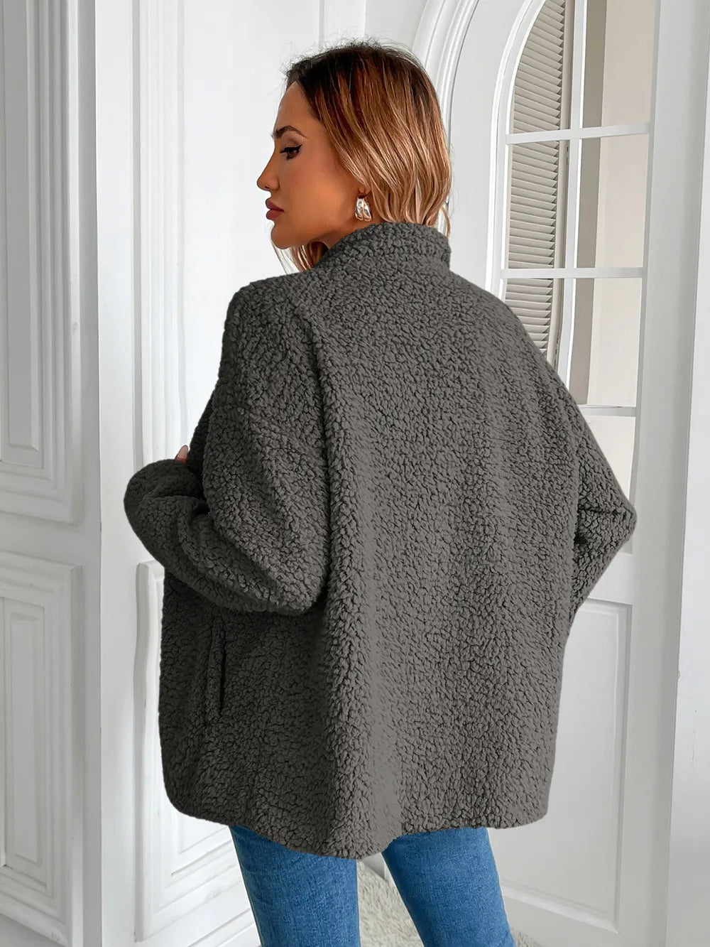 Zip Up Long Sleeve Fuzzy Jacket (15)
