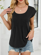 Pleated Front Scoop Neck T-shirt (13)