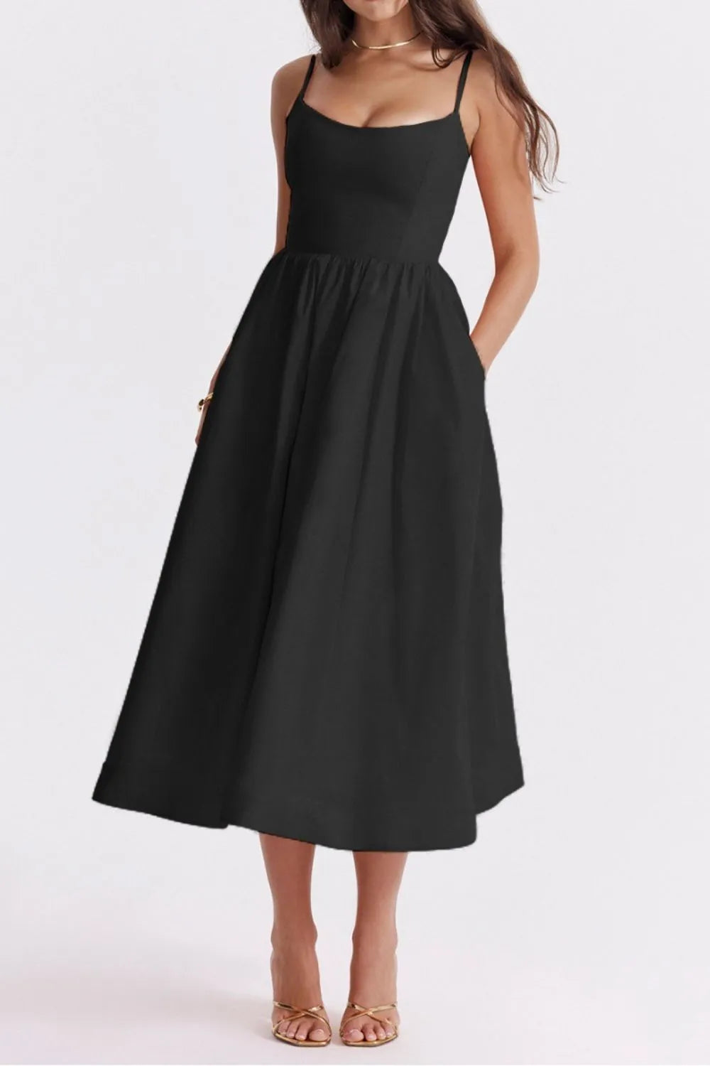 Floral Print Spaghetti Strap Midi Dress (15)