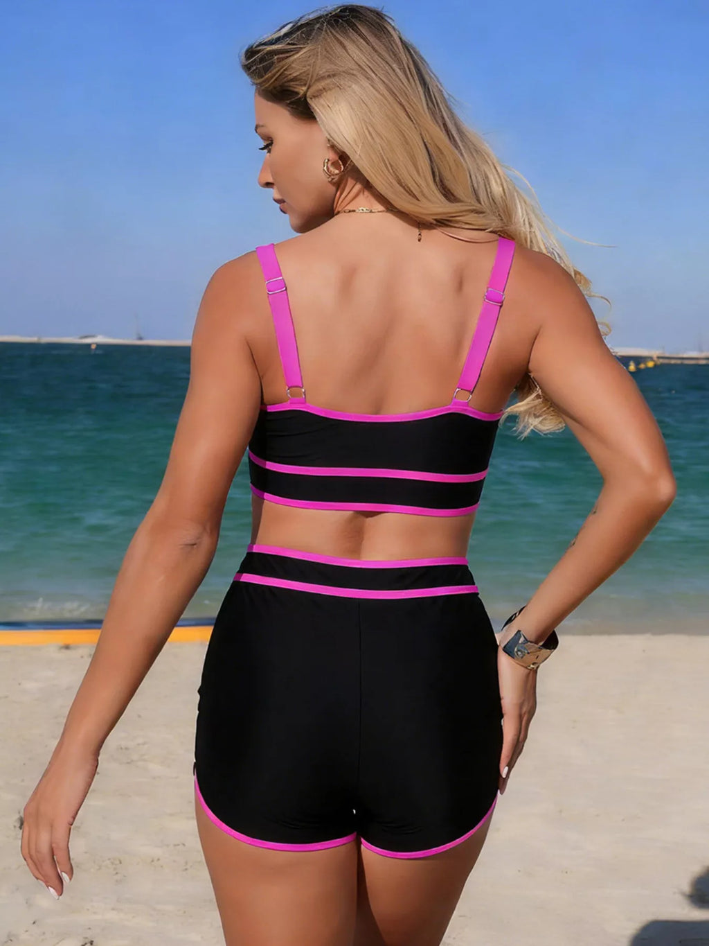 Contrast Trim Scoop Neck Swim Set (13)