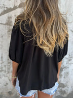 Full Size Smocked Button Front Puff Sleeve Shirt Plus (17)