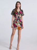Floral Puff Sleeve Mini Dress (3)