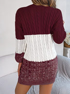 Block Cable Knit Sweater Dress Textured Pattern (2)