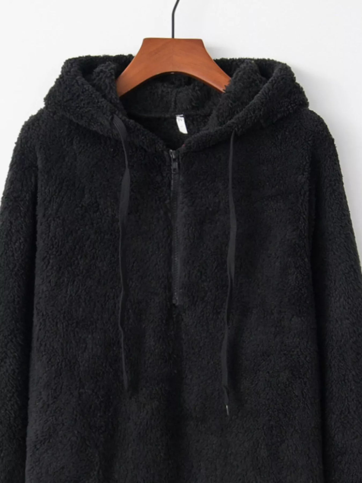 Full Size Half Zip Drawstring Fleece Hoodie Plus (6)