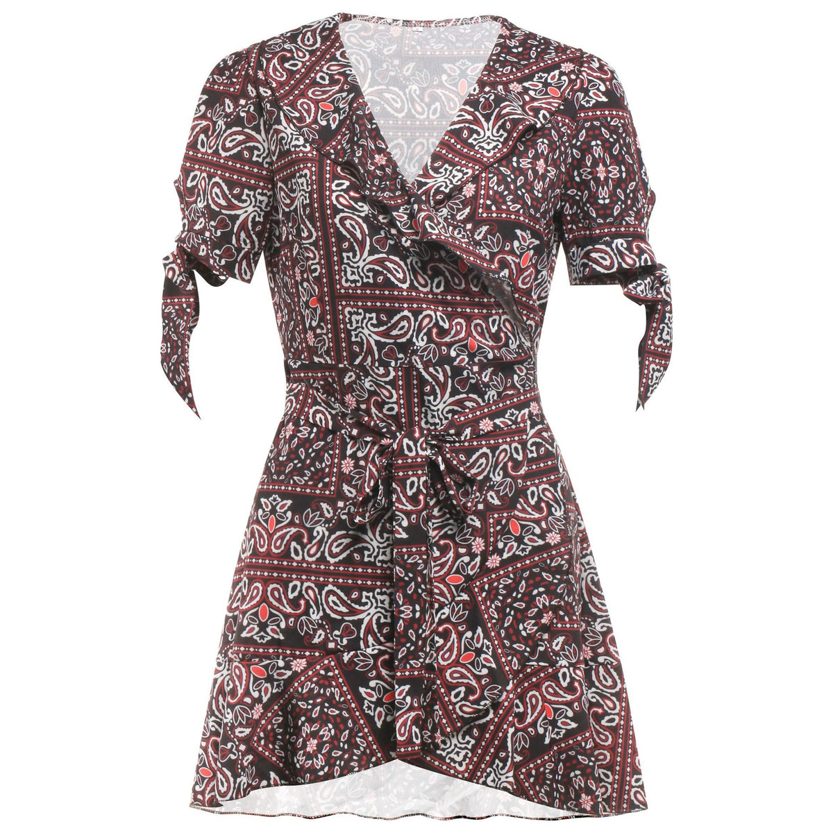 V-neck Short Sleeve Printed Skirt Dress photo 6