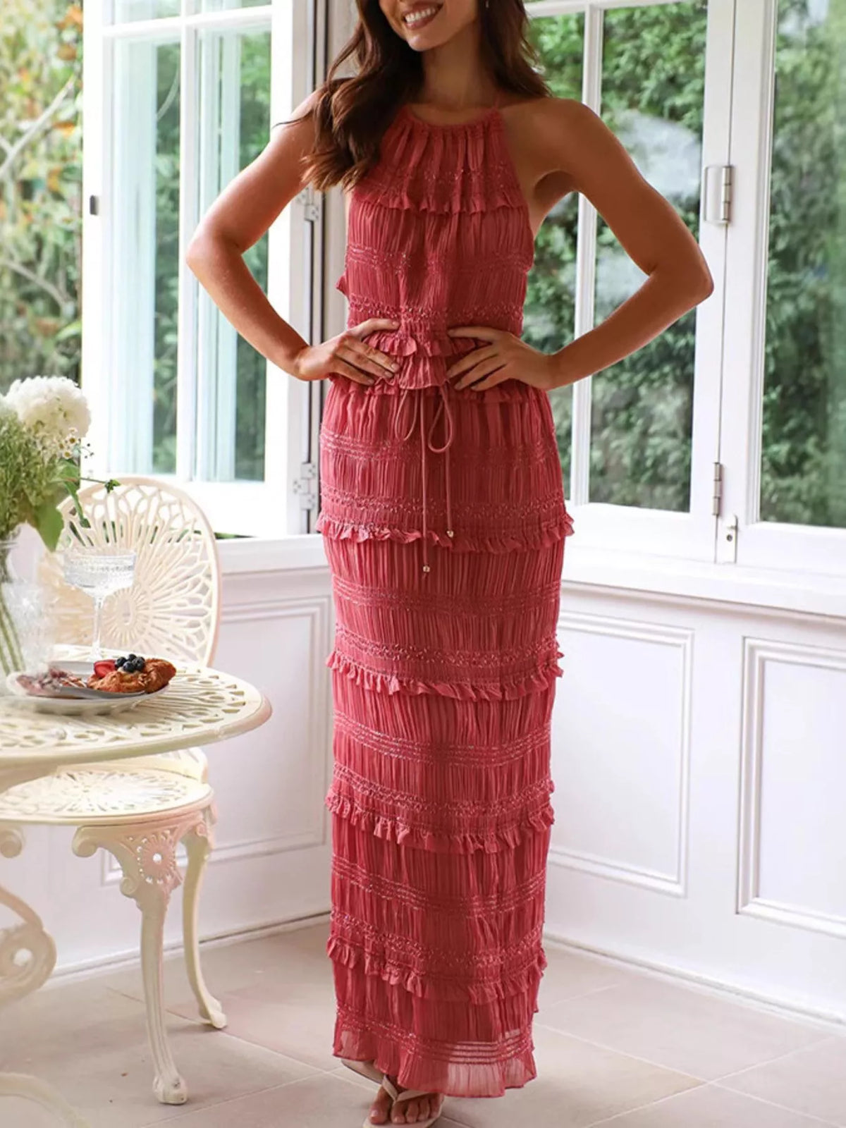 Sleeveless Top Maxi Skirt Set (4)