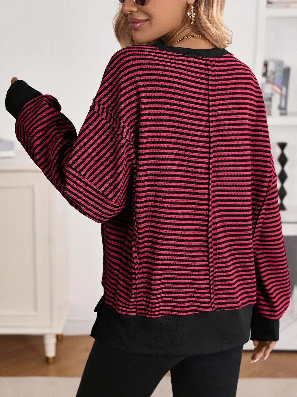 Exposed Seam Striped Contrast Sweatshirt (18)