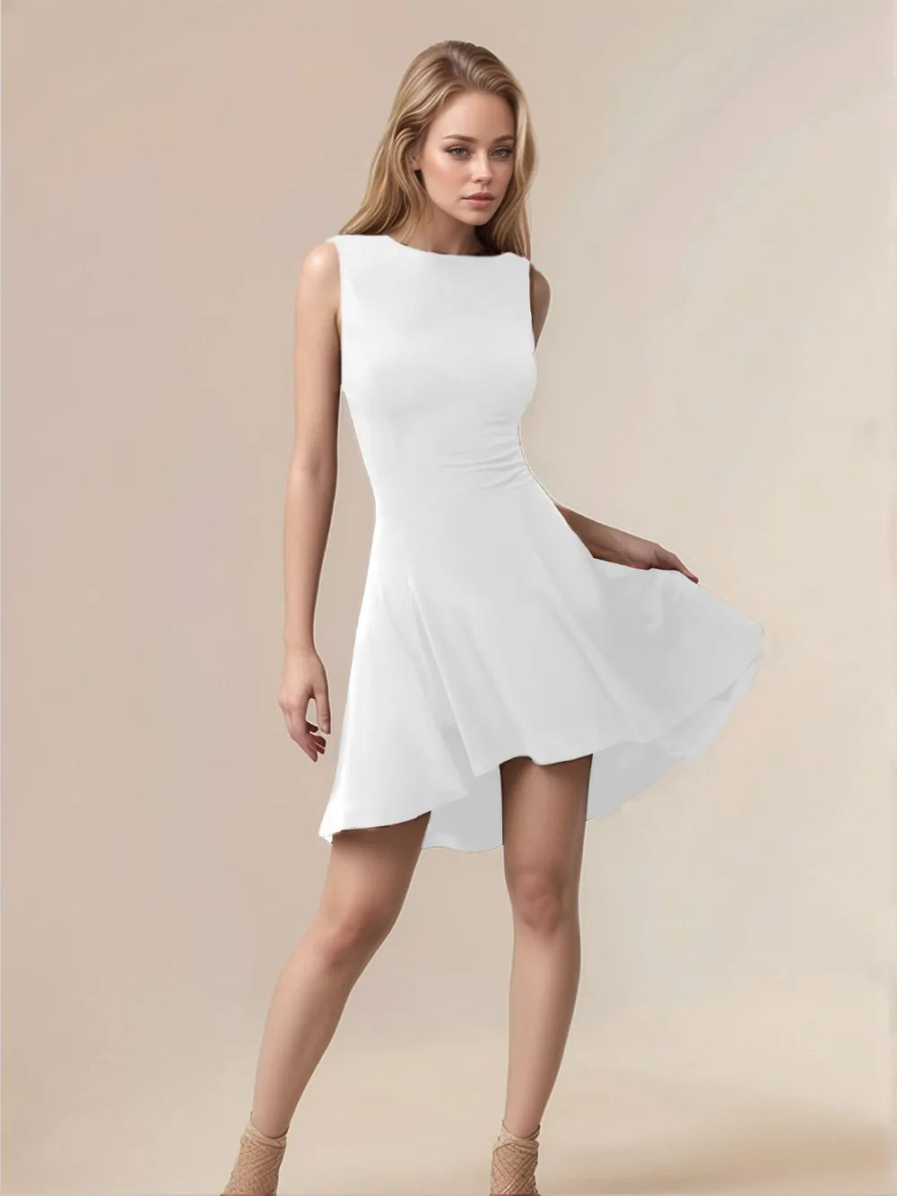High-low Round Neck Sleeveless Mini Dress (8)